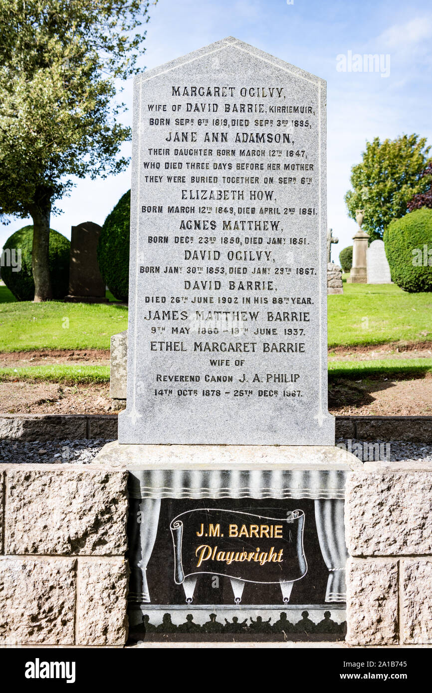 The Grave of J M Barrie, Kirriemuir Graveyard, Kirriemuir, Scotland Stock Photo