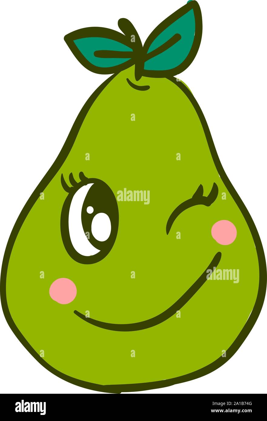 Winking guava, illustration, vector on white background. Stock Vector
