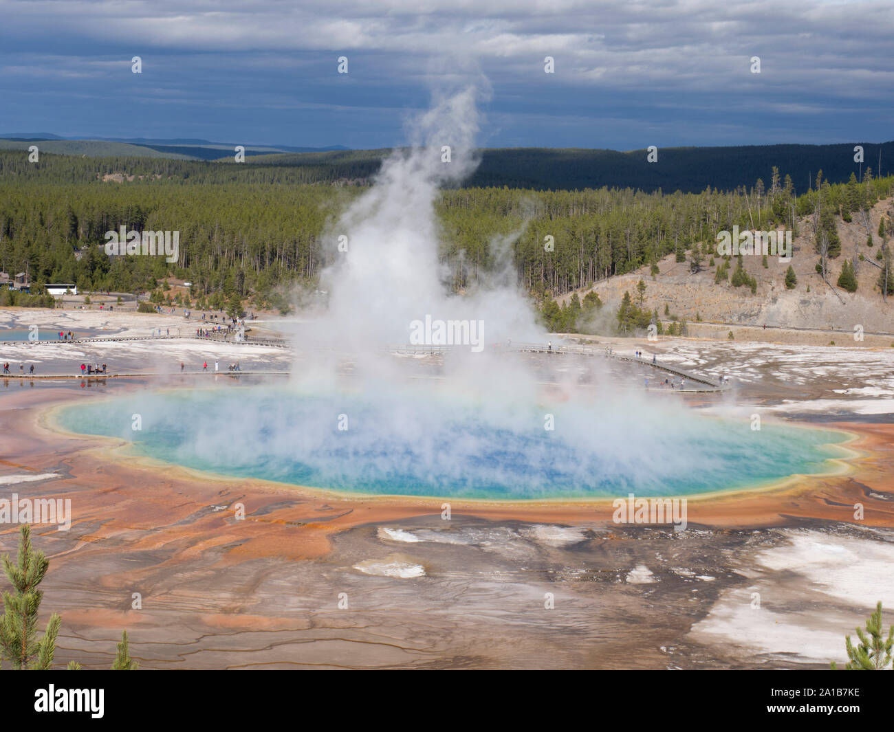 Grand Prismatic Spring, Midway Geyser Basin, Yellowstone National Park, Wyoming, USA Stock Photo