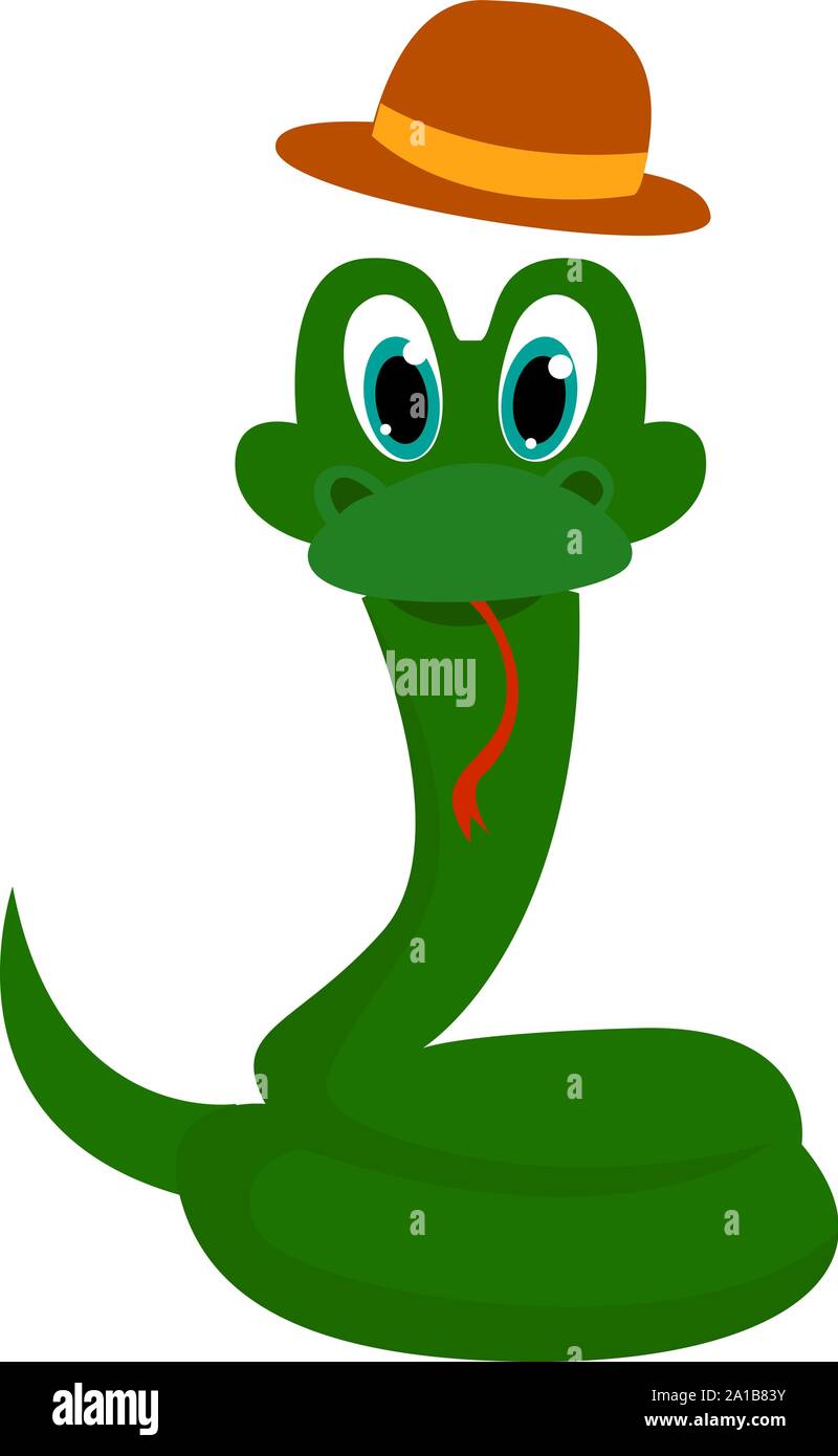 Green snake, illustration, vector on white background. Stock Vector