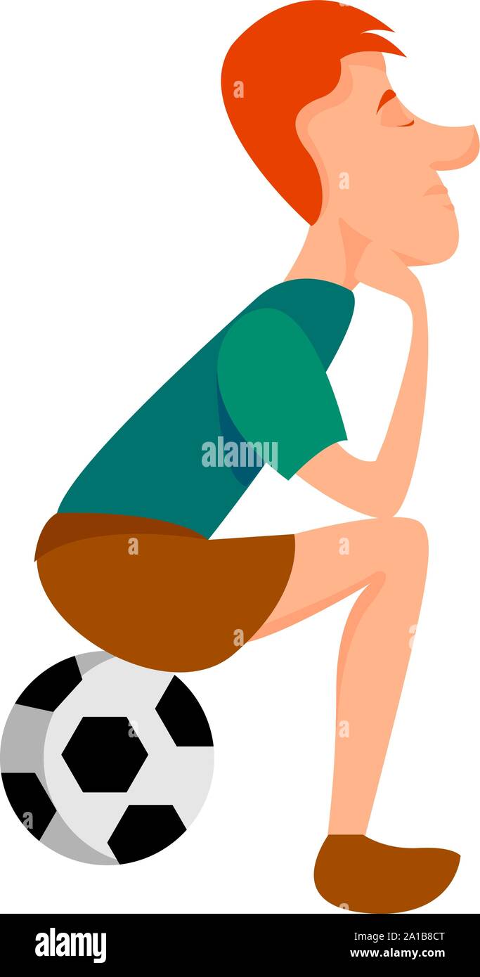 Man sitting on ball, illustration, vector on white background. Stock Vector