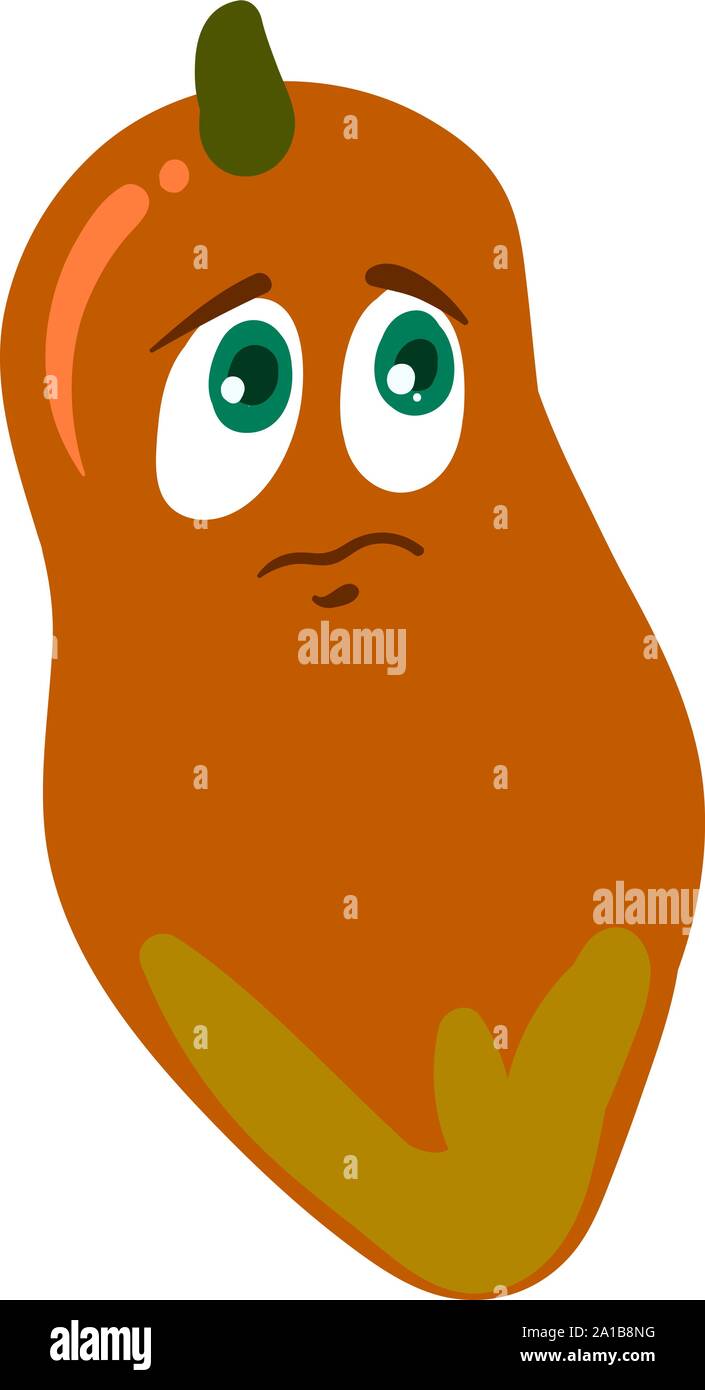 Sad papaya, illustration, vector on white background. Stock Vector