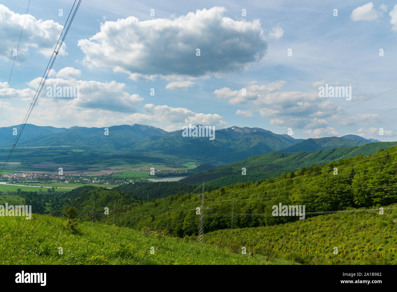 view from Lubochnianske sedlo in Velka Fatra mountains in Slovakia during nice springtime day Stock Photo