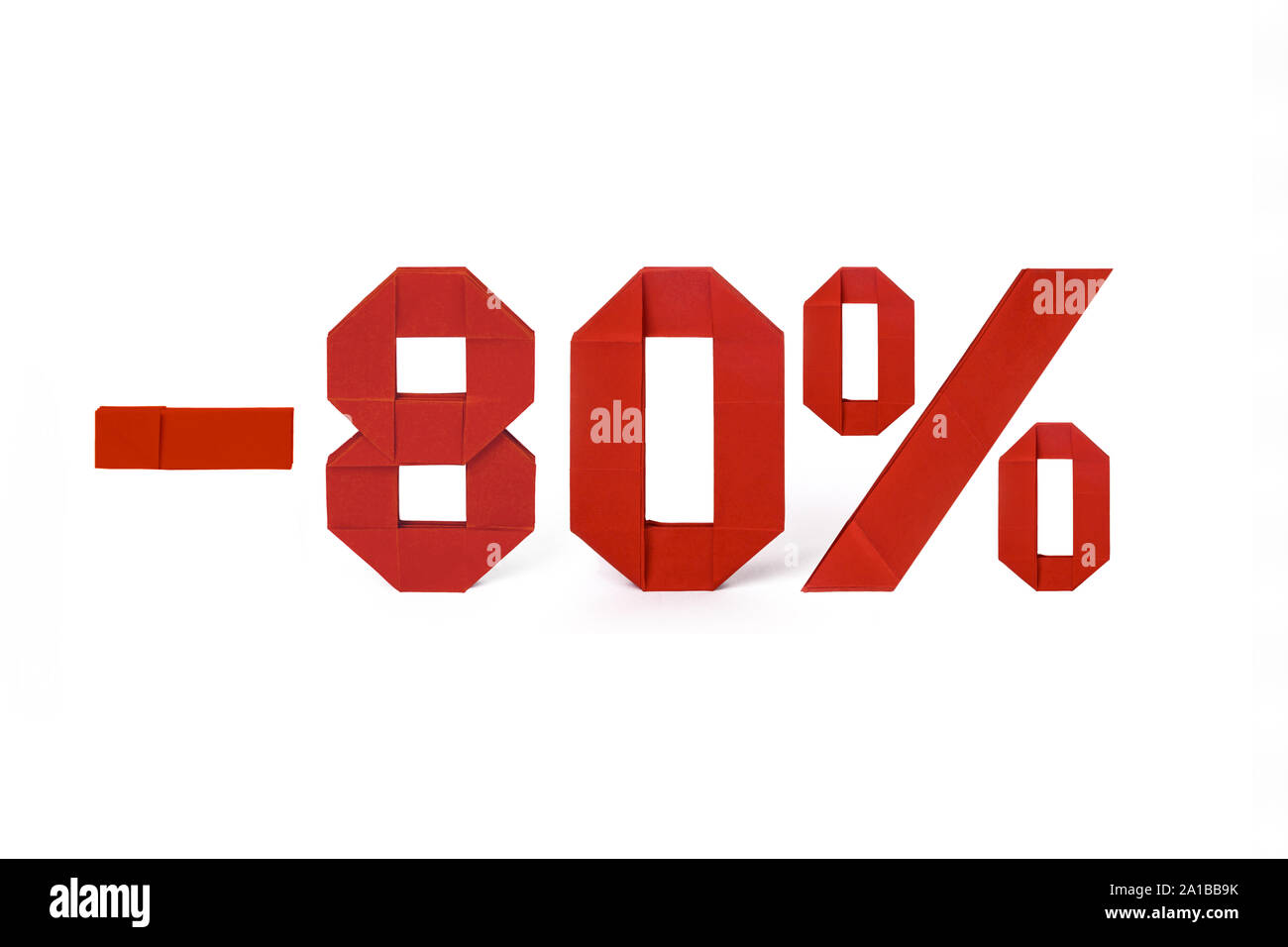 Origami text of discount sale 80 percent Stock Photo
