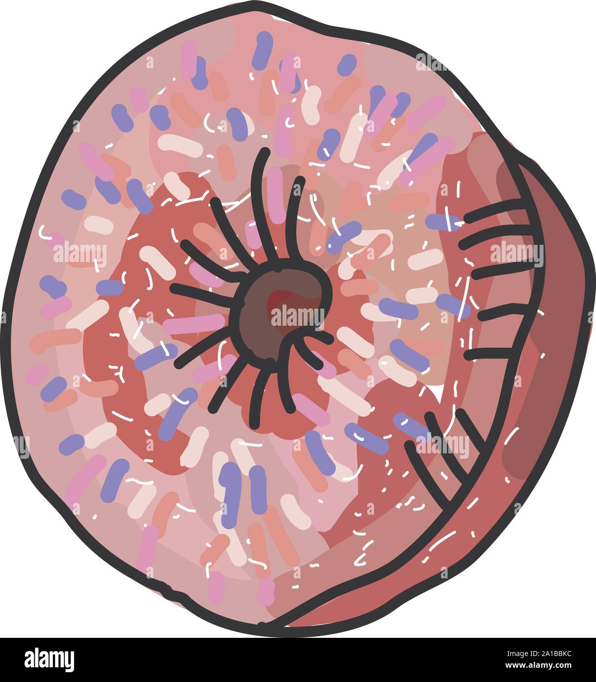 Pink donut, illustration, vector on white background. Stock Vector