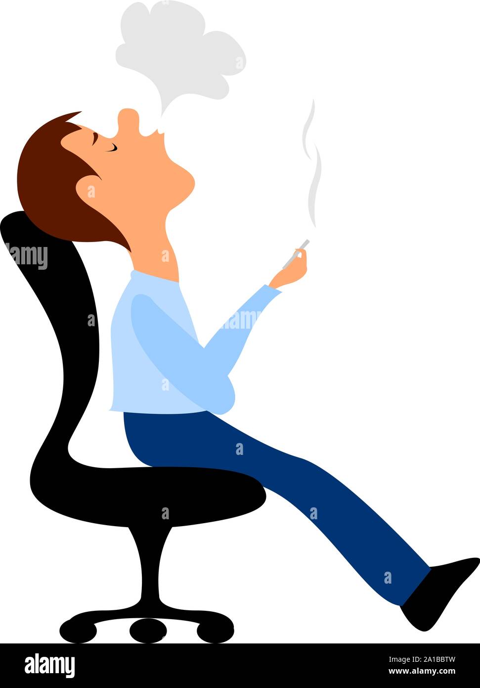 Man smoking, illustration, vector on white background. Stock Vector