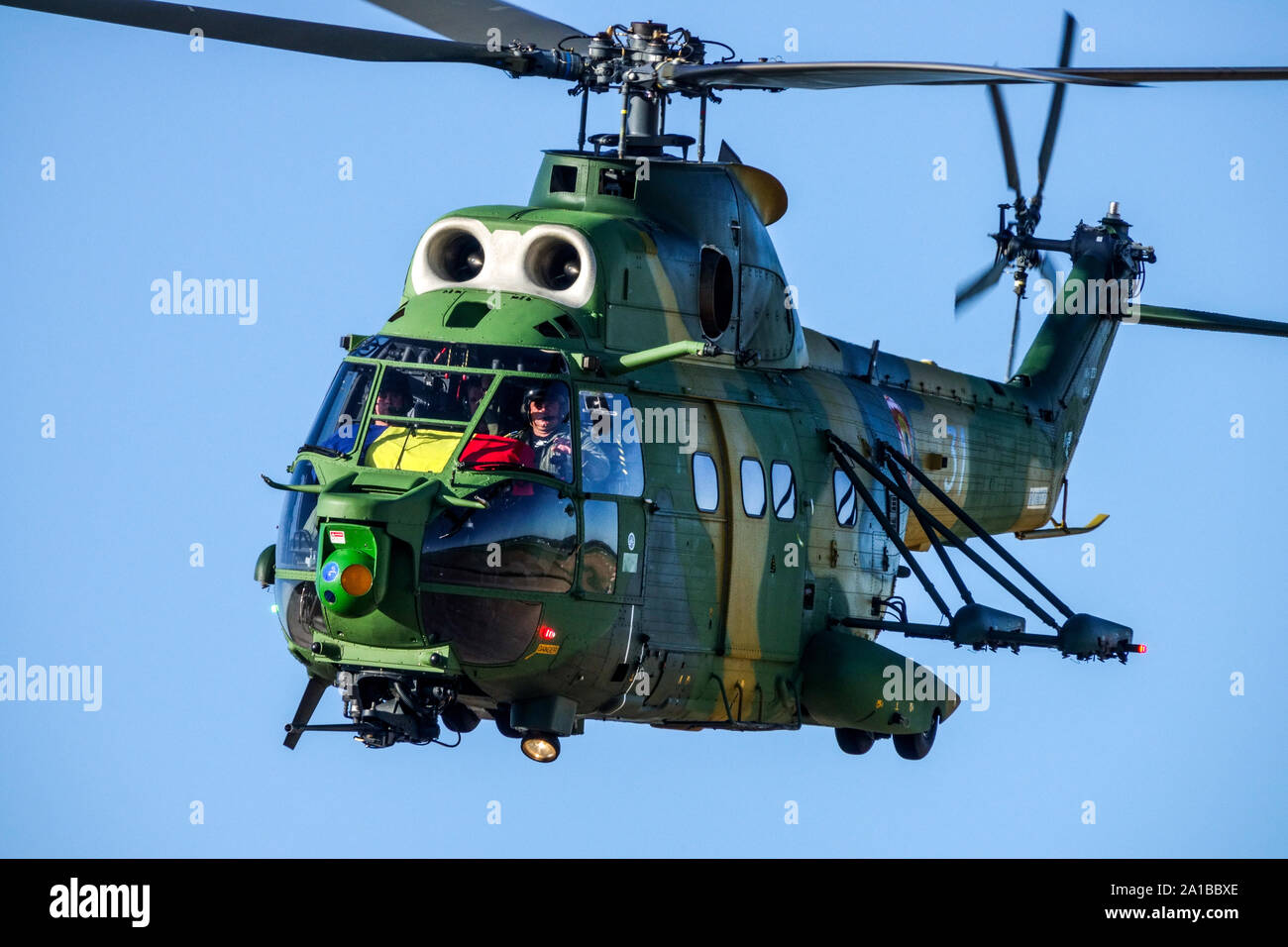 Romanian Air Force IAR 330 Puma helicopter flying Stock Photo - Alamy