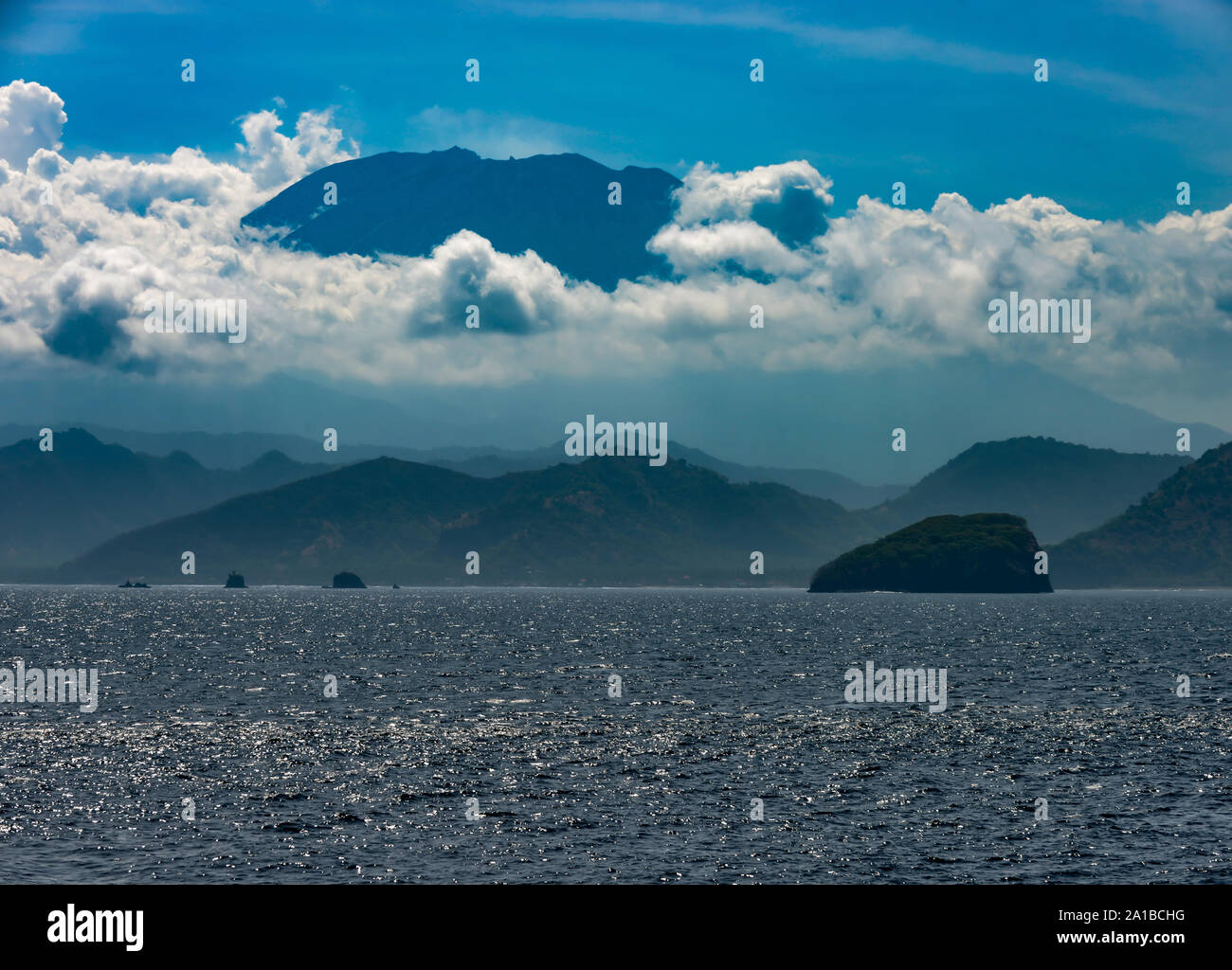 Mount Agung or Gunung Agung an active volcano in Bali Indonesia Stock