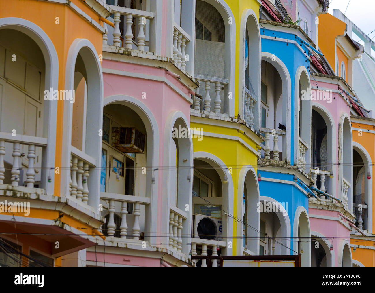 Colourful sino portuguese architecture in old town Phuket Thailand ...