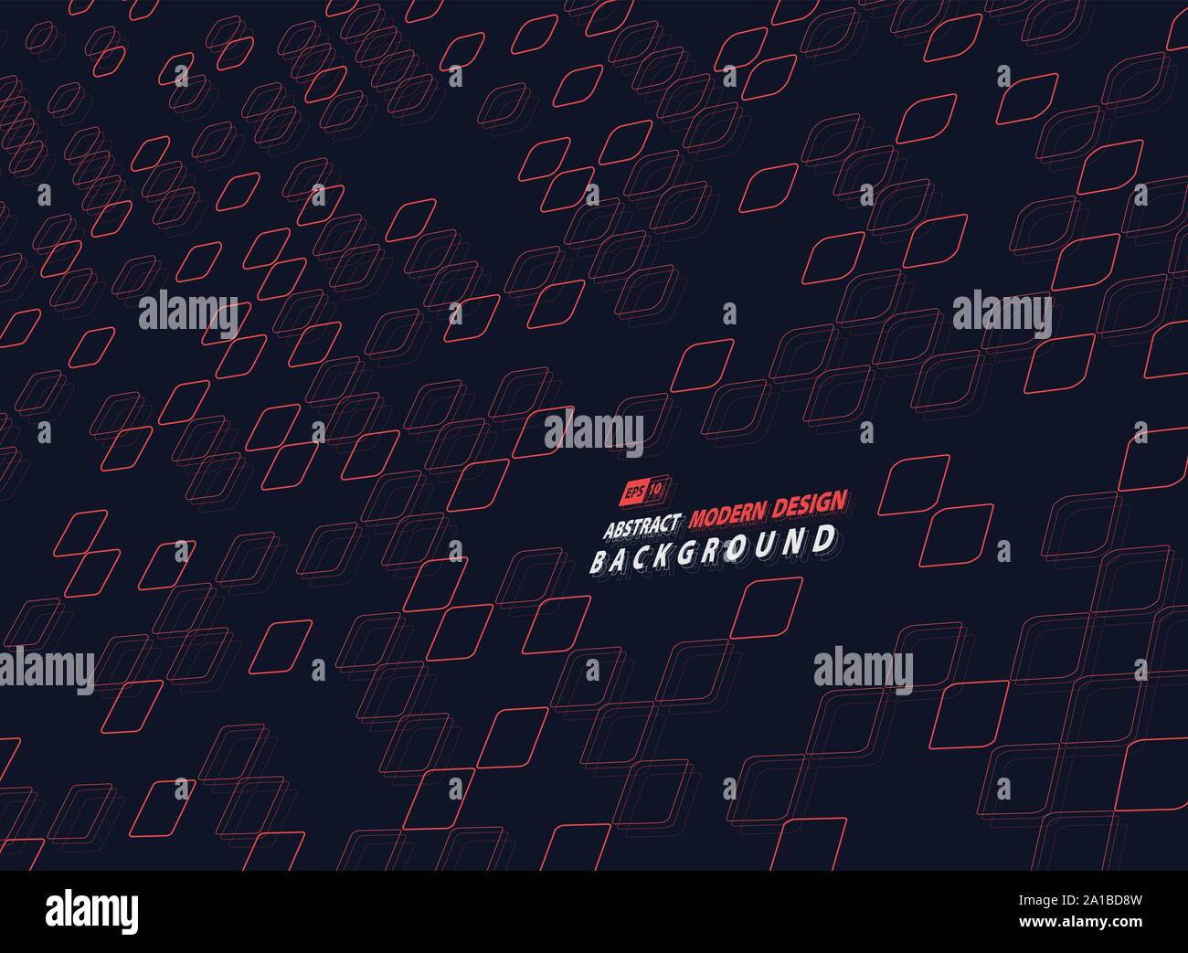 Abstract red square of technology design on dark template background ...