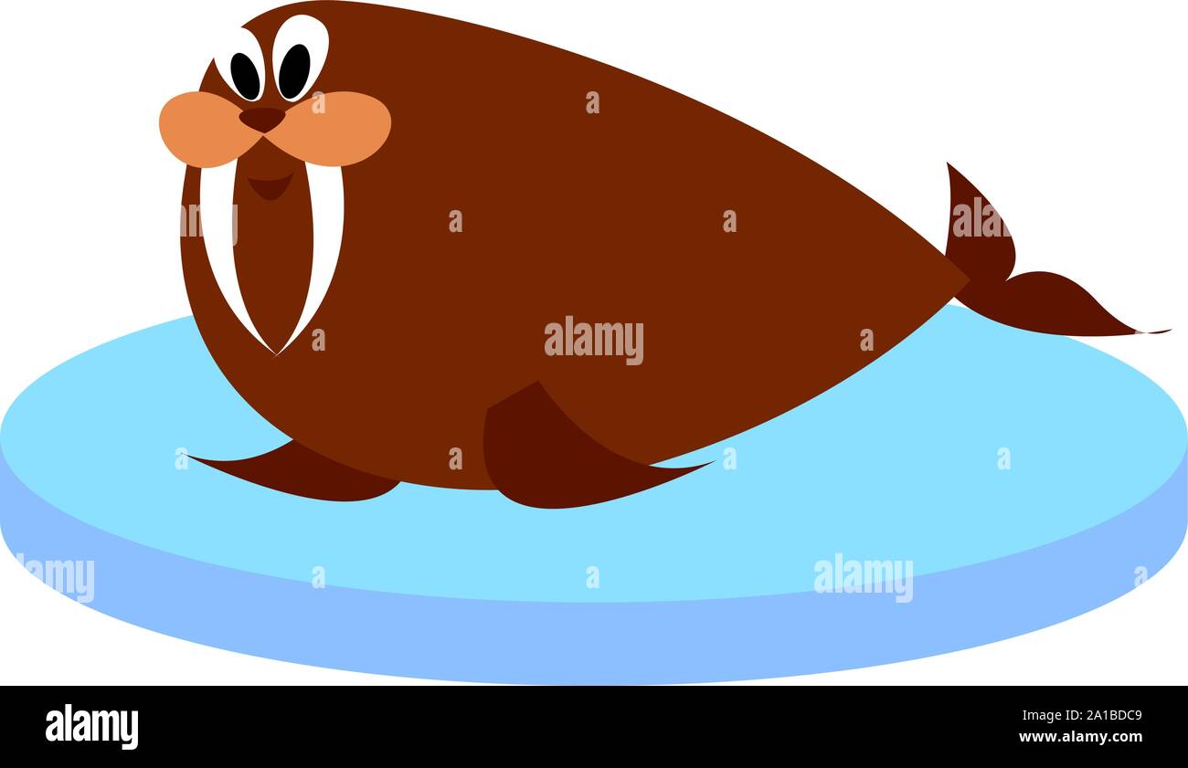 Fat walrus, illustration, vector on white background. Stock Vector