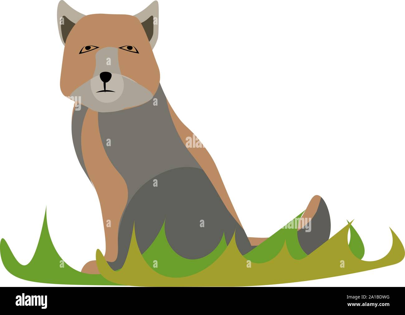 Sad fox, illustration, vector on white background. Stock Vector