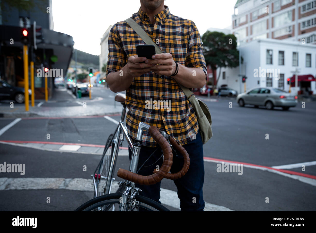 Young man commuting Stock Photo