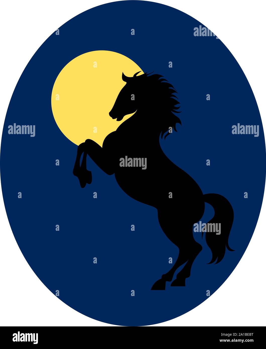 Horse on moonlight, illustration, vector on white background Stock ...