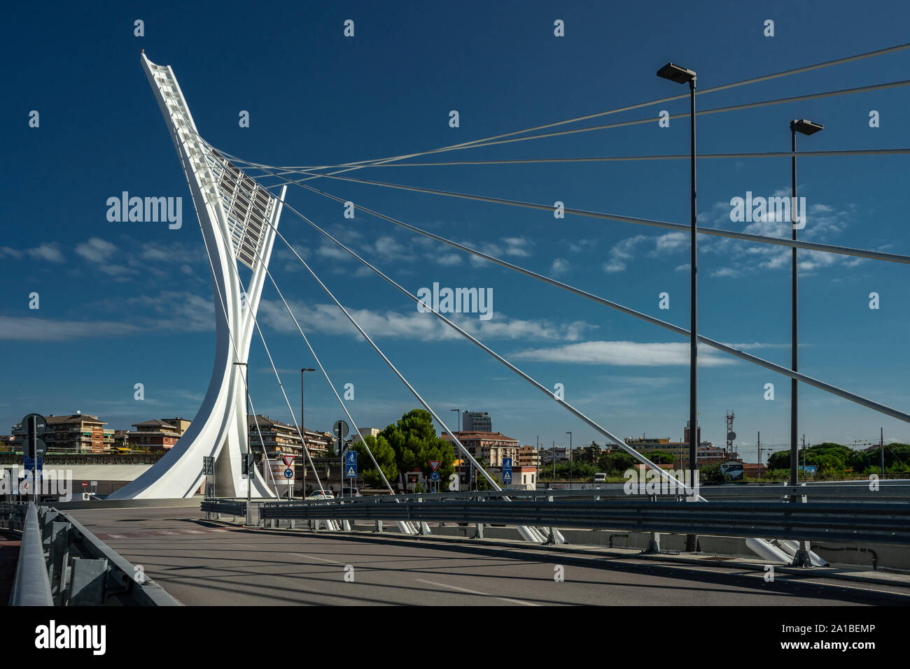 View of the modern bridge 'Ennio Flaiano' designed by Enzo Siviero Stock Photo