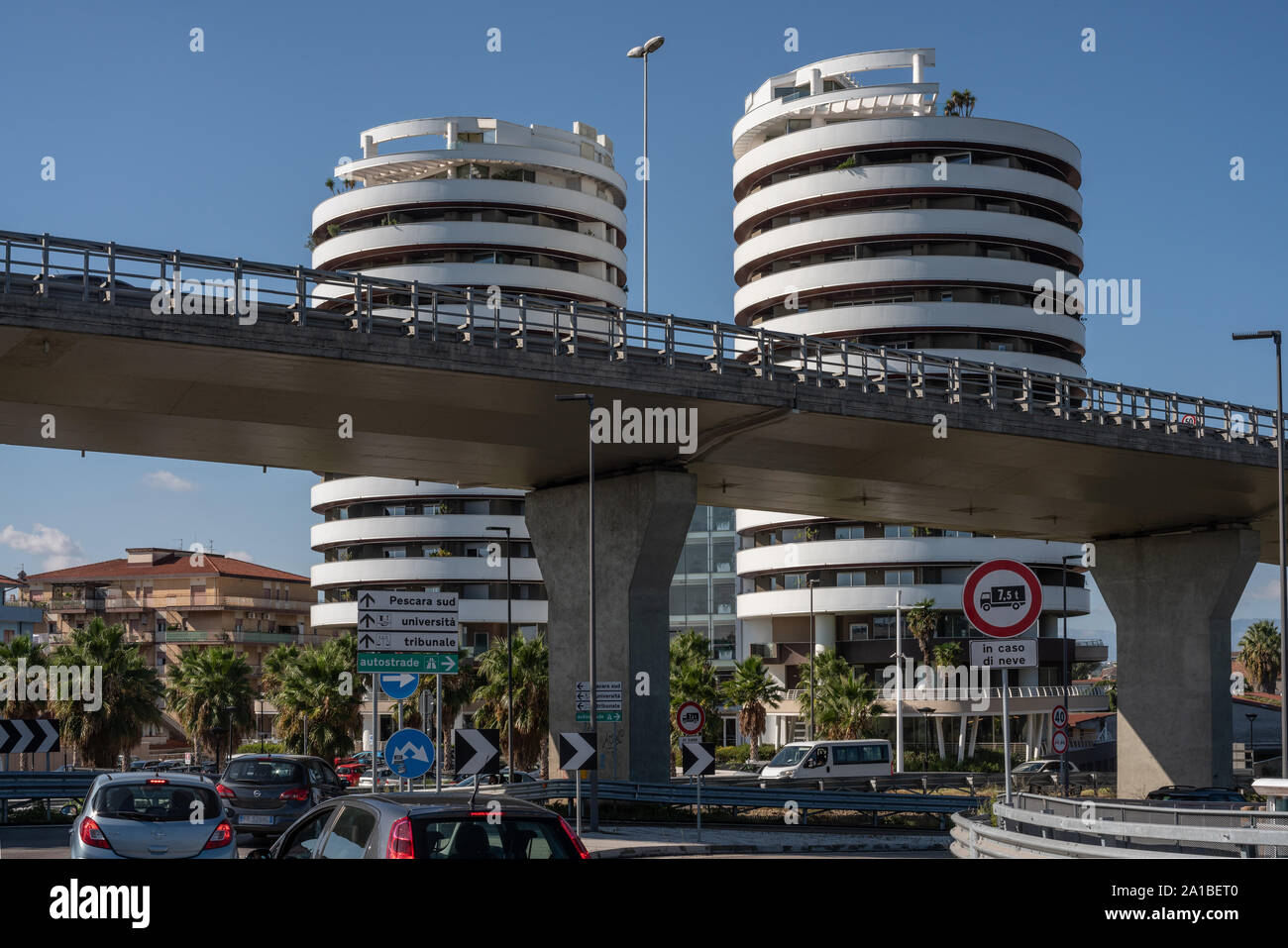 Twin towers Camuzzi, prestigious residential complex in Pescara Stock Photo