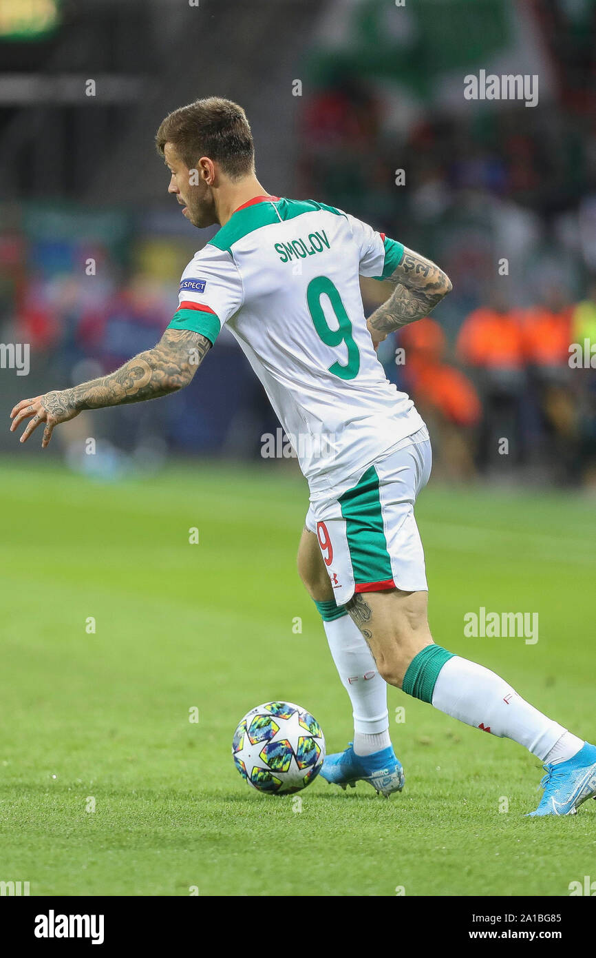 Fedor Smolov  in  Lokomotiv Moscow during the UEFA Champions League, Group D football match between Bayer Leverkusen and Lokomotiv Moscow on September 18, 2019 at BayArena in Leverkusen, Germany - Photo Laurent Lairys / DPPI Stock Photo