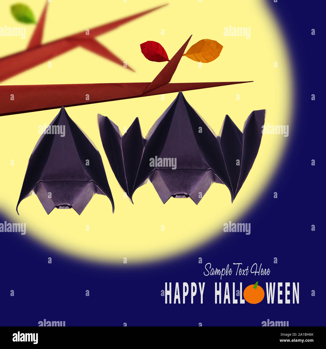 Origami hanging bats Stock Photo