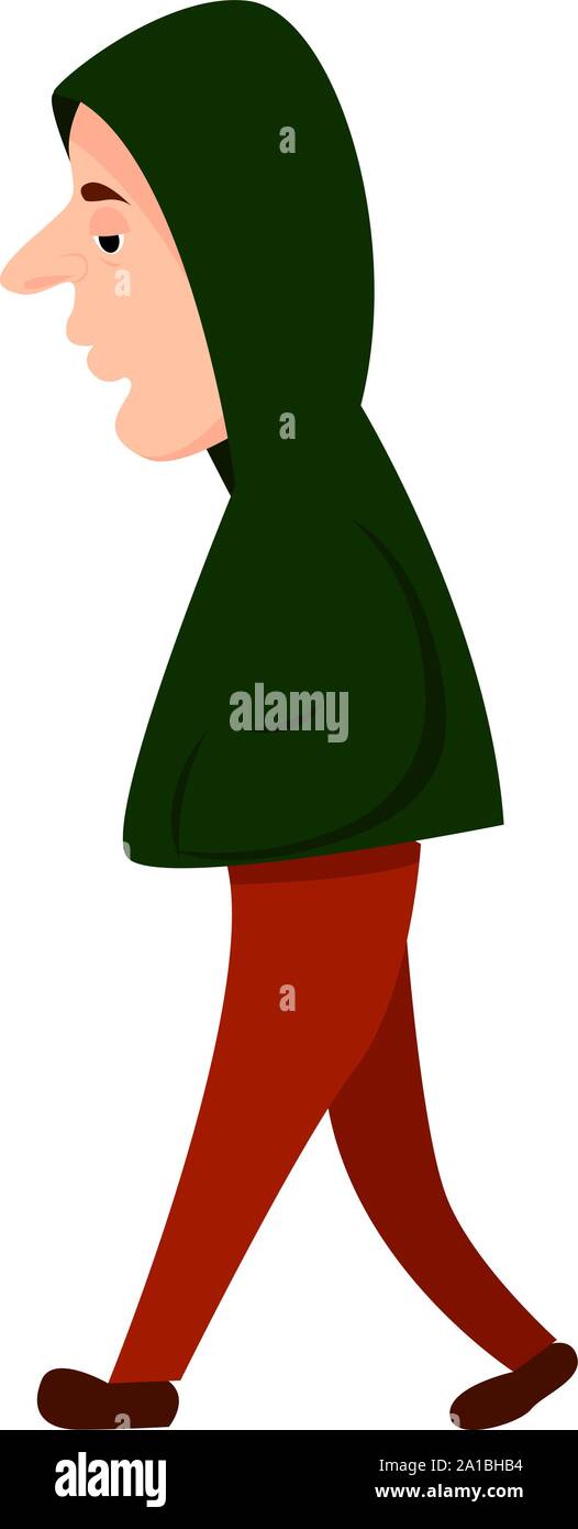 Green jacket, illustration, vector on white background. Stock Vector