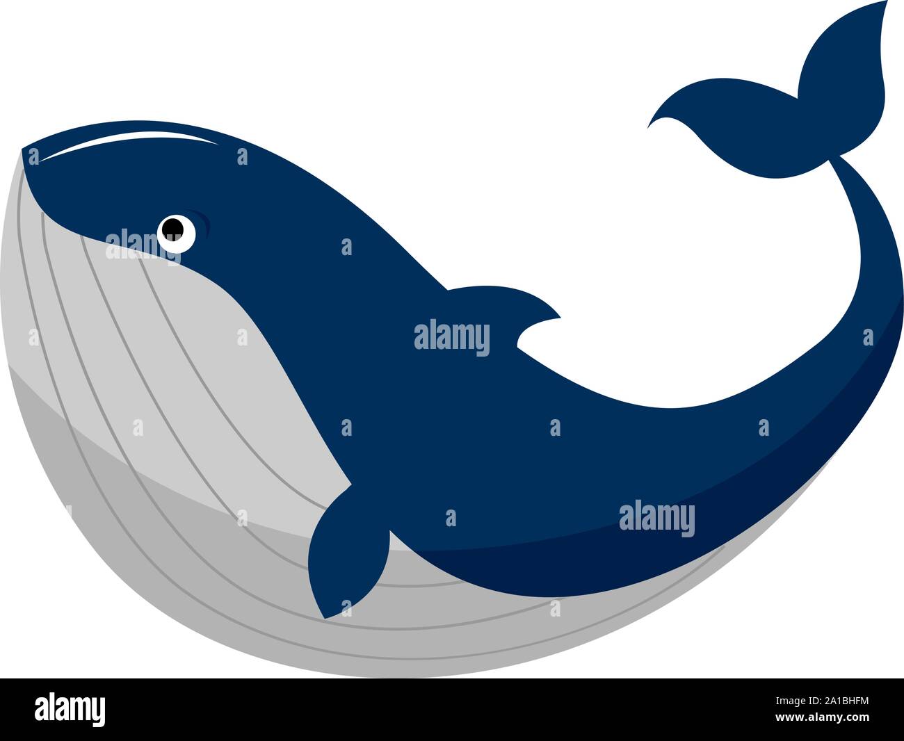 Big whale, illustration, vector on white background. Stock Vector