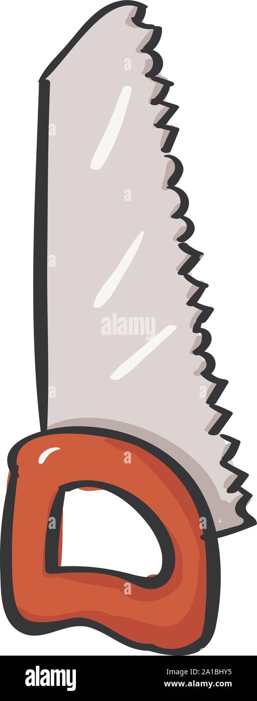 Small saw, illustration, vector on white background. Stock Vector