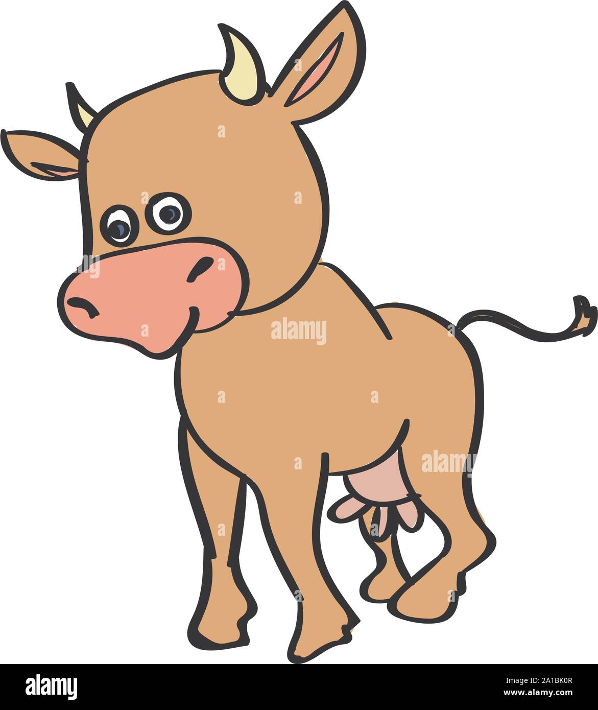 Funny cow, illustration, vector on white background. Stock Vector