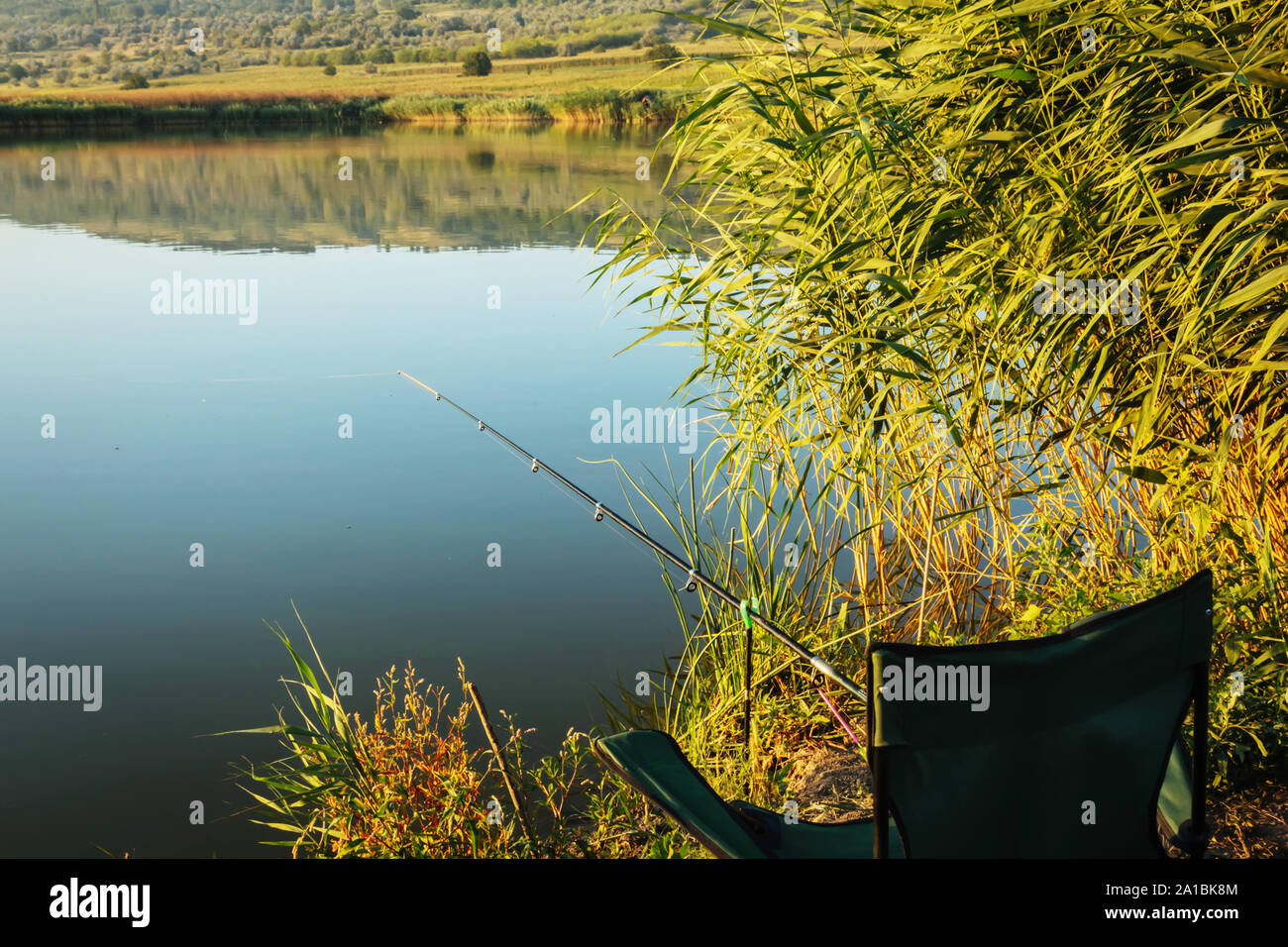 Holiday lake fishing Stock Photo Alamy