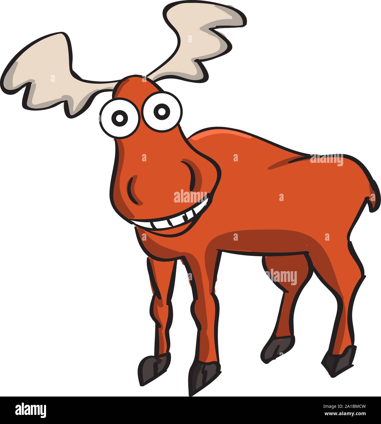 Crazy moose, illustration, vector on white background Stock Vector 