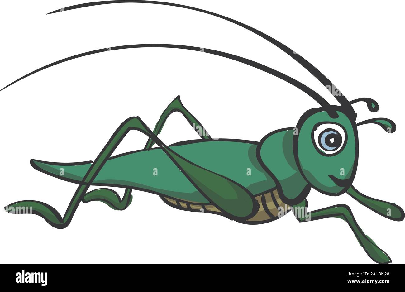 Grasshopper, illustration, vector on white background. Stock Vector