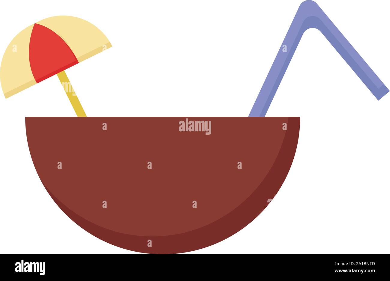 Coconut cocktail, illustration, vector on white background. Stock Vector