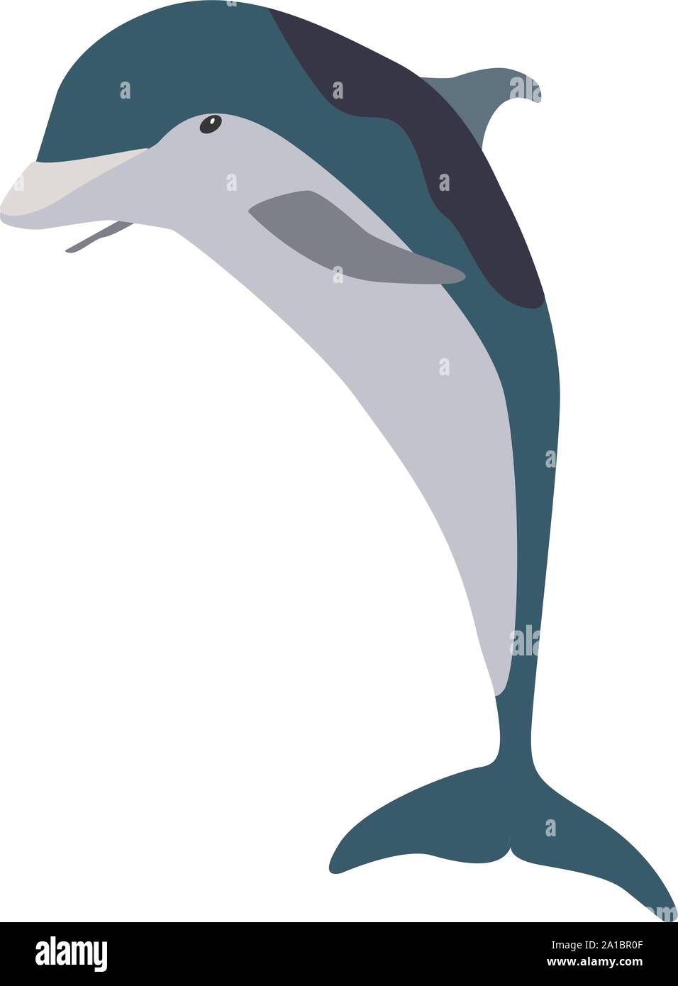 Dolphin jumping, illustration, vector on white background. Stock Vector