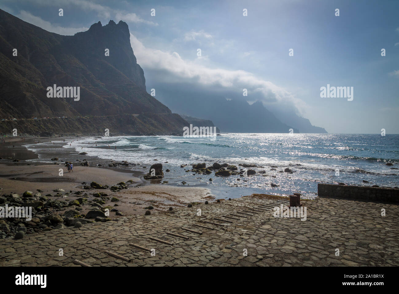 spectacular landscapes at the coast road TF-134 to Almaciga and Benijo on Tenerife, Almaciga Stock Photo