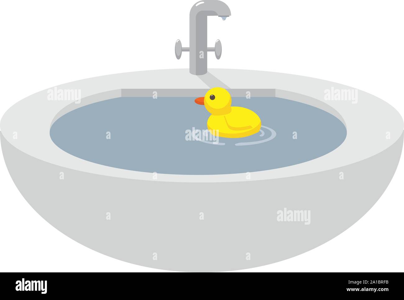 Duck in sink, illustration, vector on white background. Stock Vector