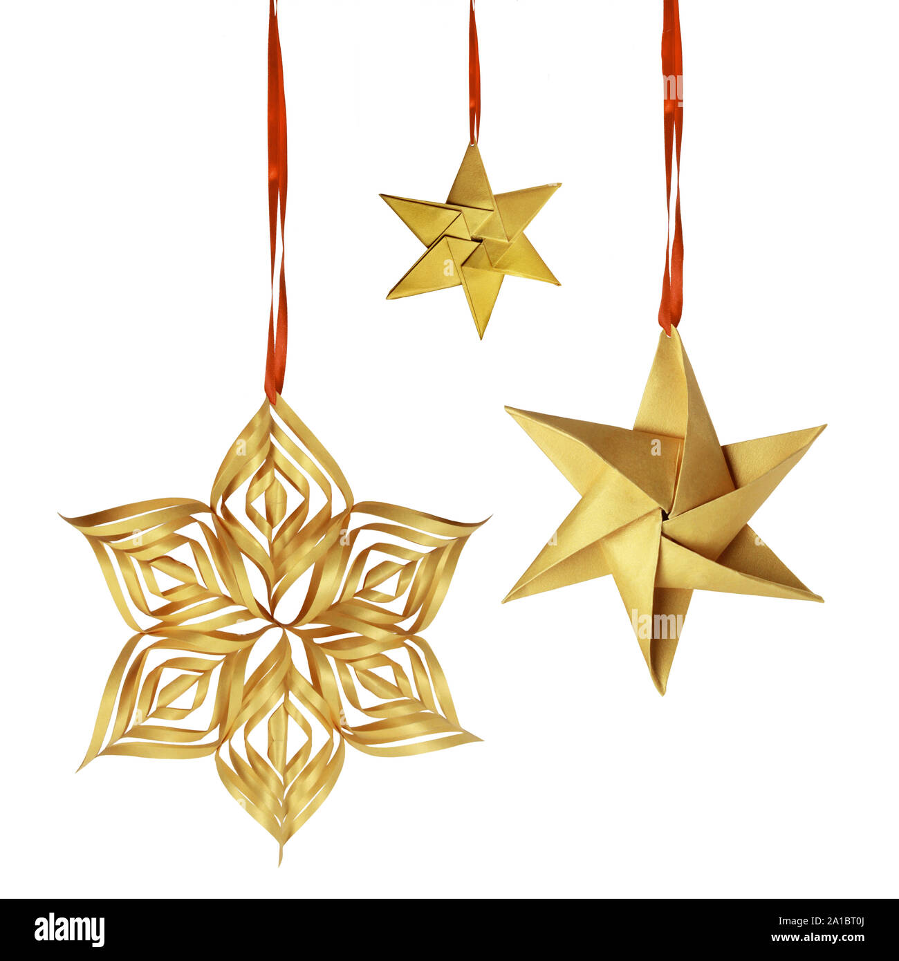 Christmas hanging golden paper decoration Stock Photo Alamy