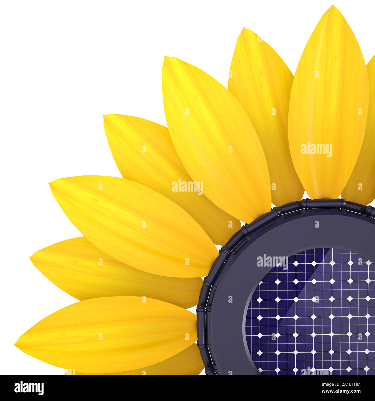 3d sunflower solar cell Stock Photo