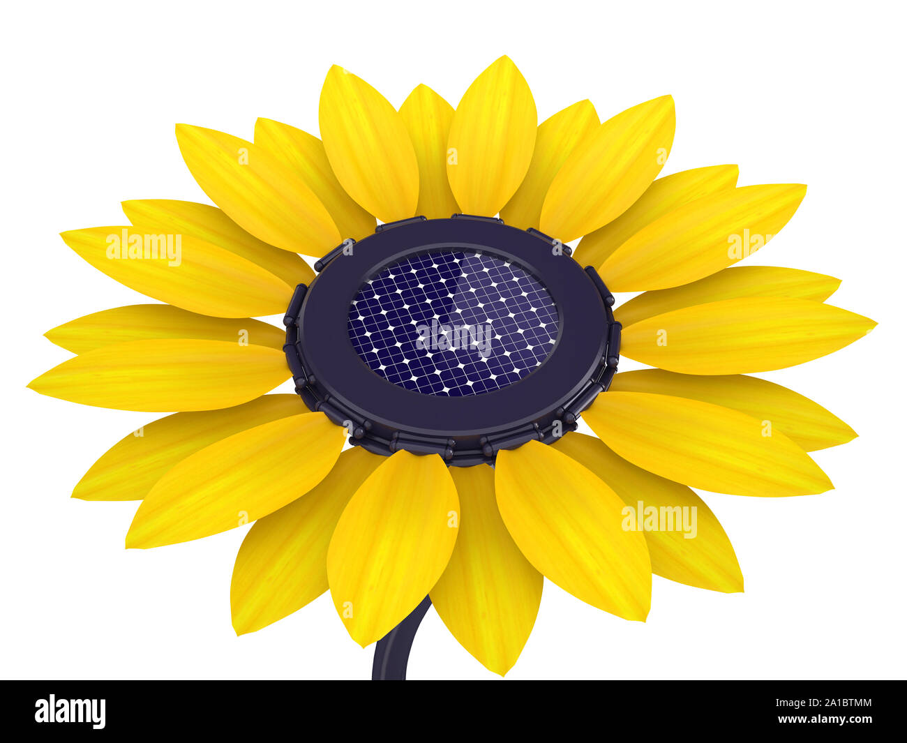 3d solar cell sunflower Stock Photo