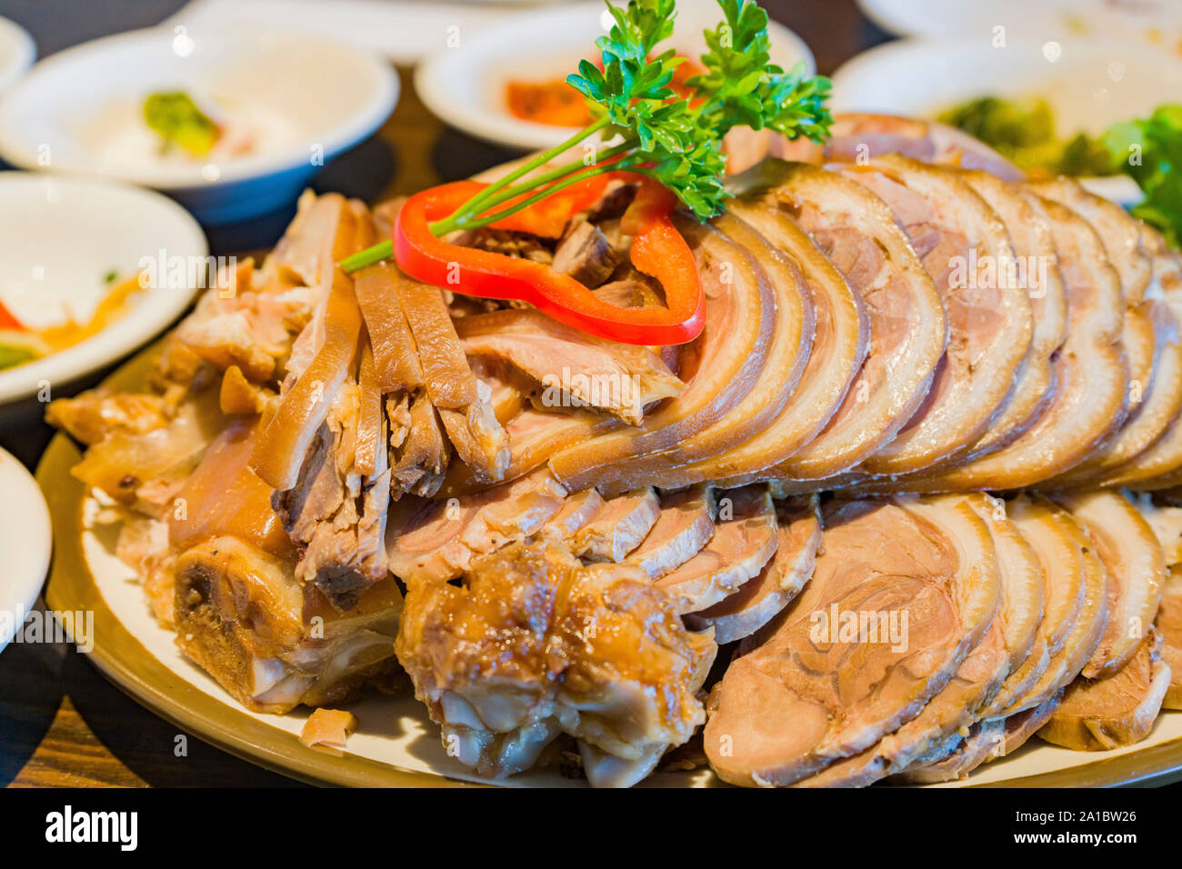 Close up shot of Korean style Braised Pork Feet, ate at Las Vegas