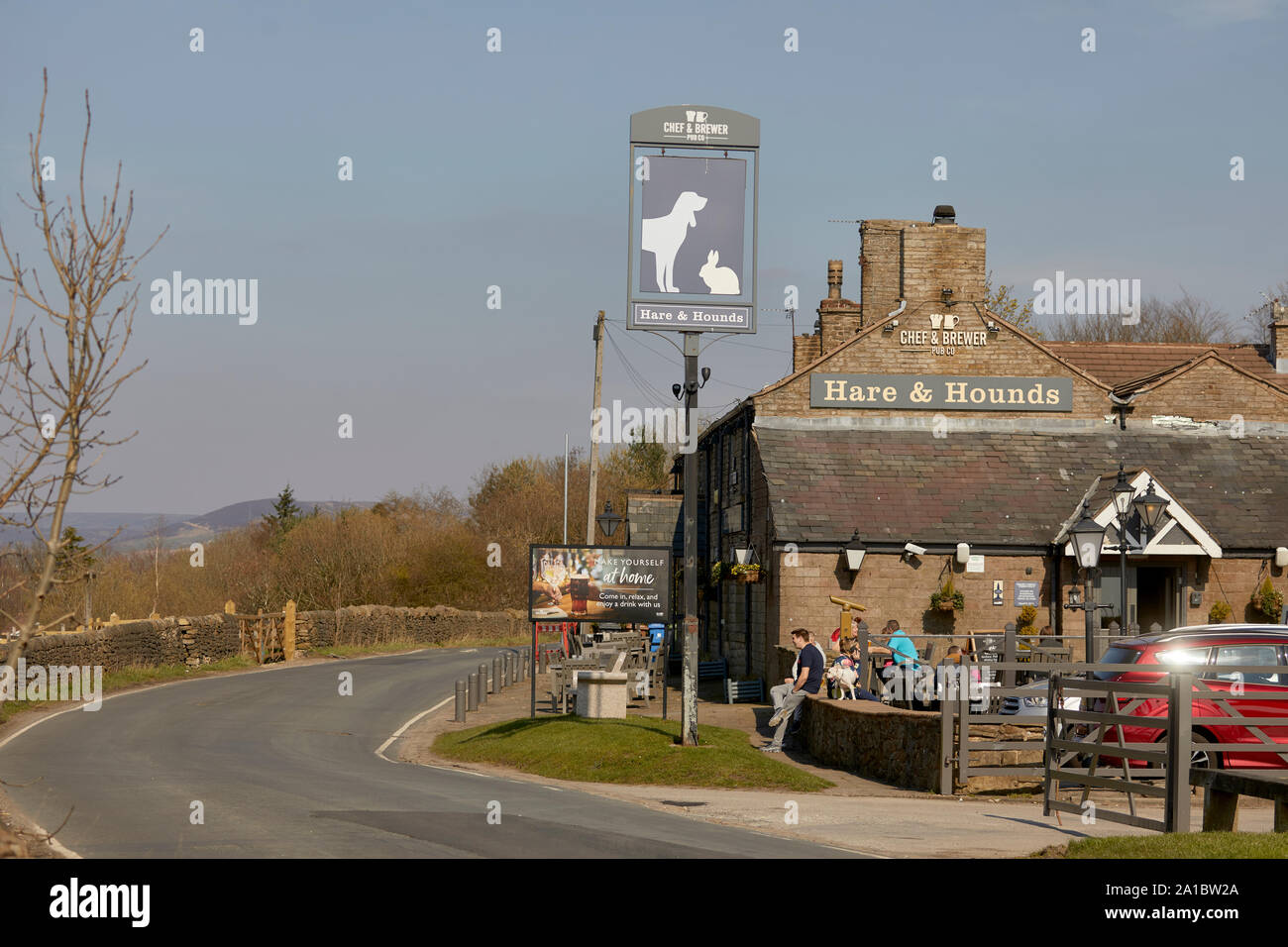 Tameside boarder Werneth Low Hare & Hounds Inn Stock Photo