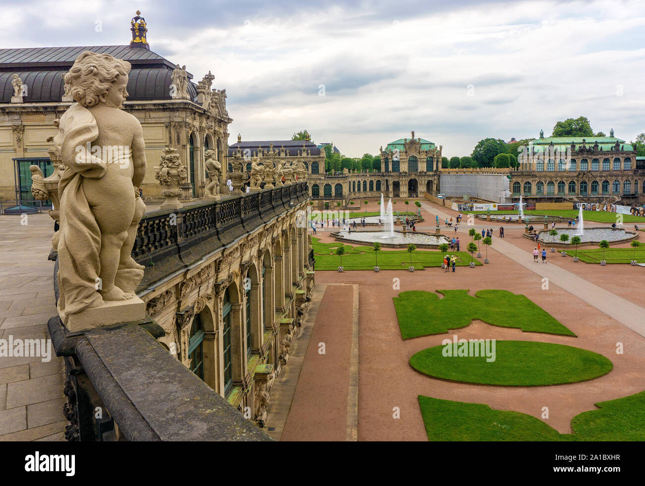 DRESDEN, GERMANY - May 21, 2018:  Tourist crowd at Zwinger Dresden. The Dresden Zwinger is a Historic Palace and Tourist attraction in Dresden. Stock Photo