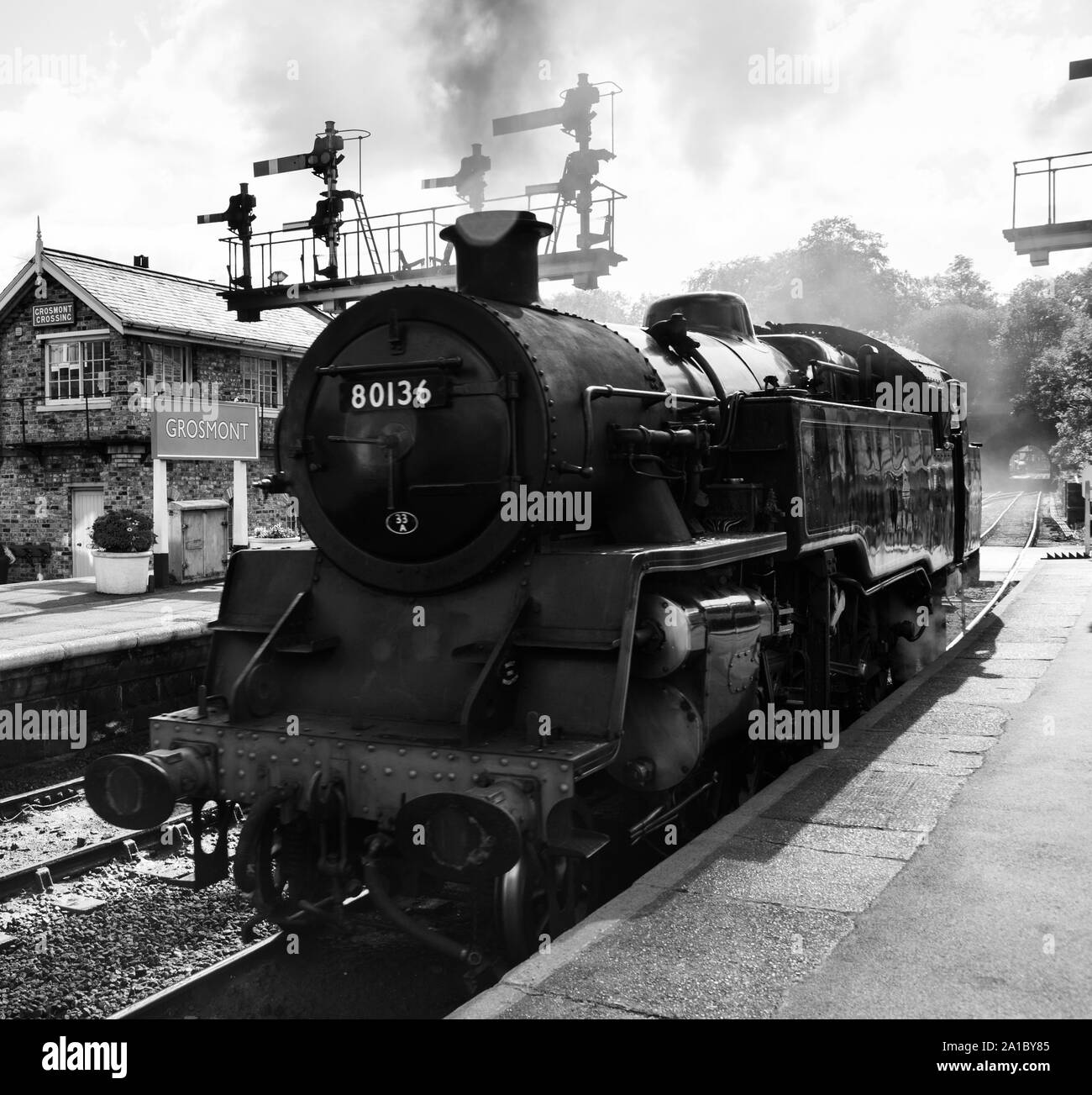 British Railways Standard class 4 locomotive 80136 on the North Yorks Moors Railway Stock Photo