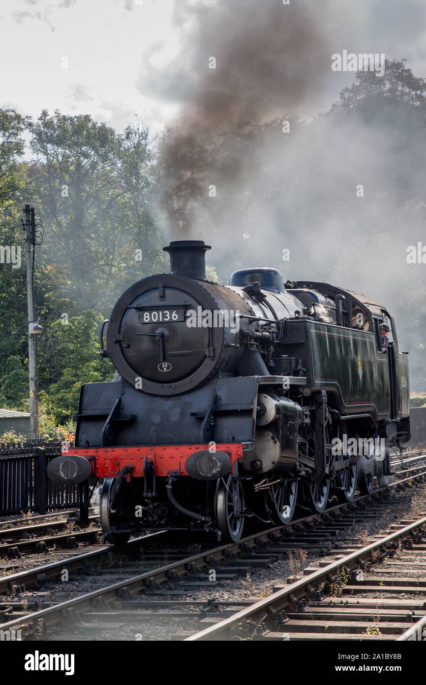 British Railways Standard class 4 locomotive 80136 on the North Yorks Moors Railway Stock Photo