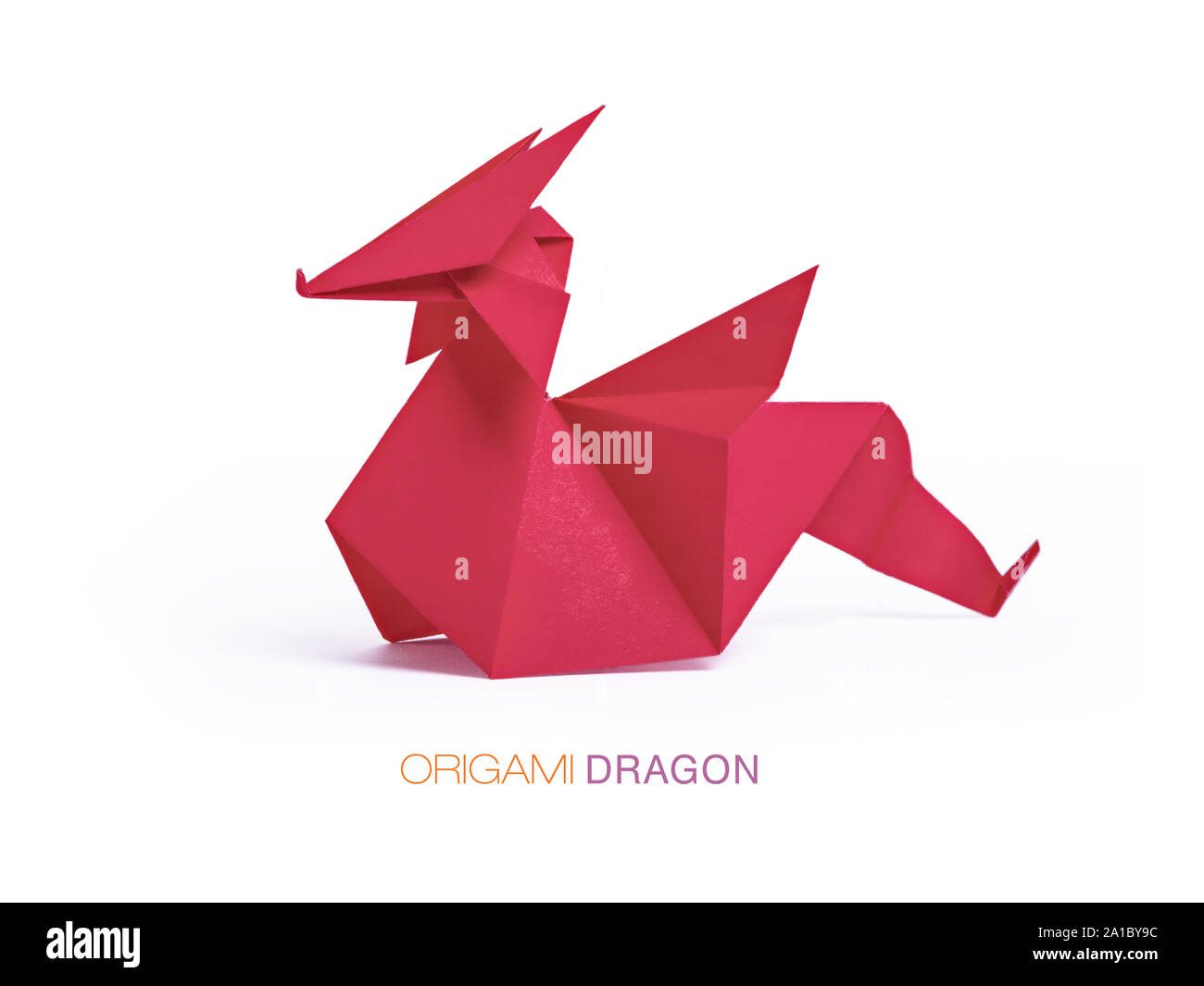 Origami red paper dragon Stock Photo