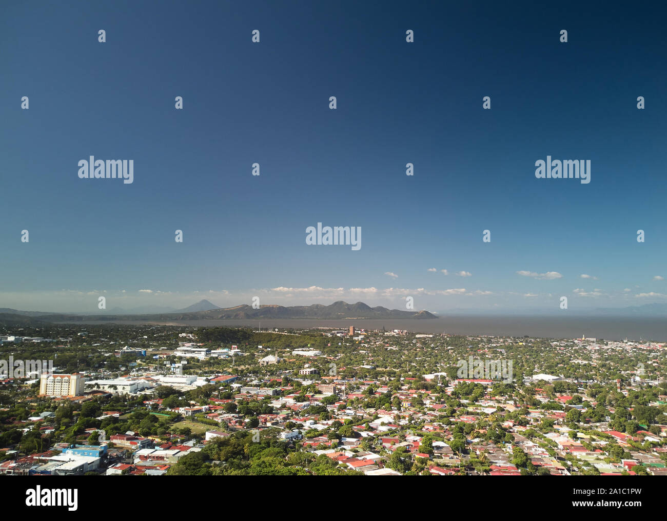 Managua city in Central America aerial drone view Stock Photo