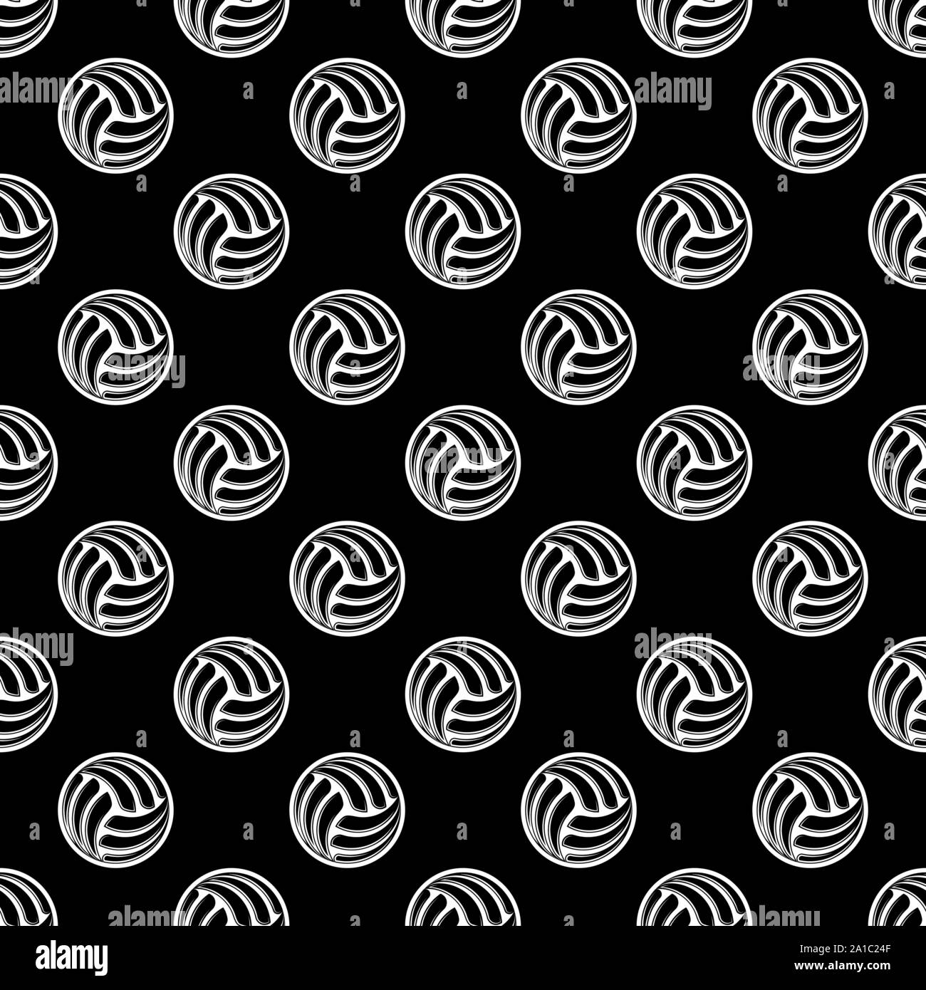 Black background with white outline seamless volleyball pattern Stock ...