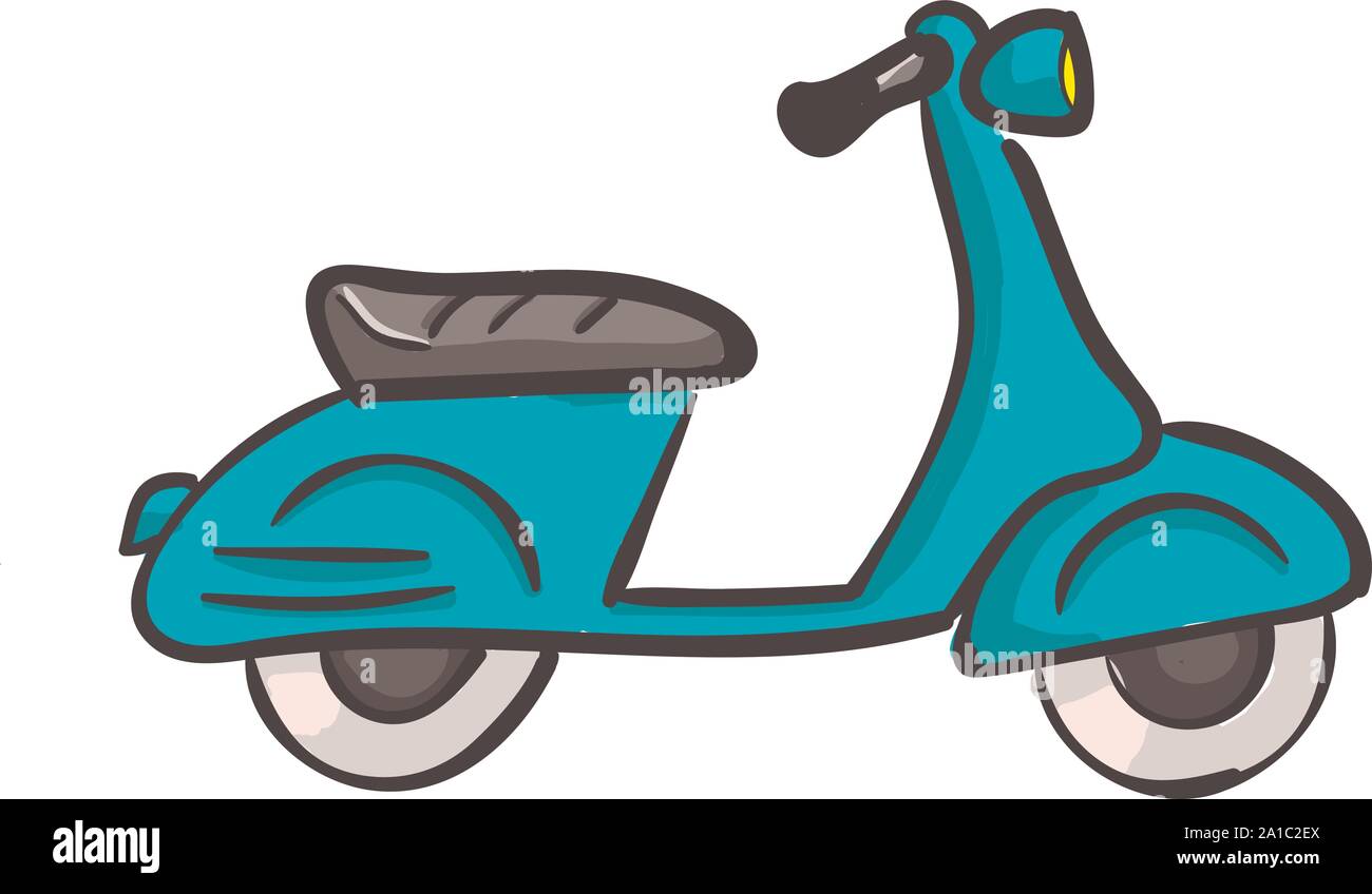 Green scooter, illustration, vector on white background. Stock Vector