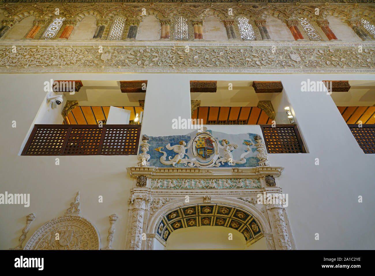 TOLEDO, SPAIN -22 JUN 2019- View of the landmark Synagogue of El Transito, now a Sephardic museum located in Toledo, Spain. Stock Photo