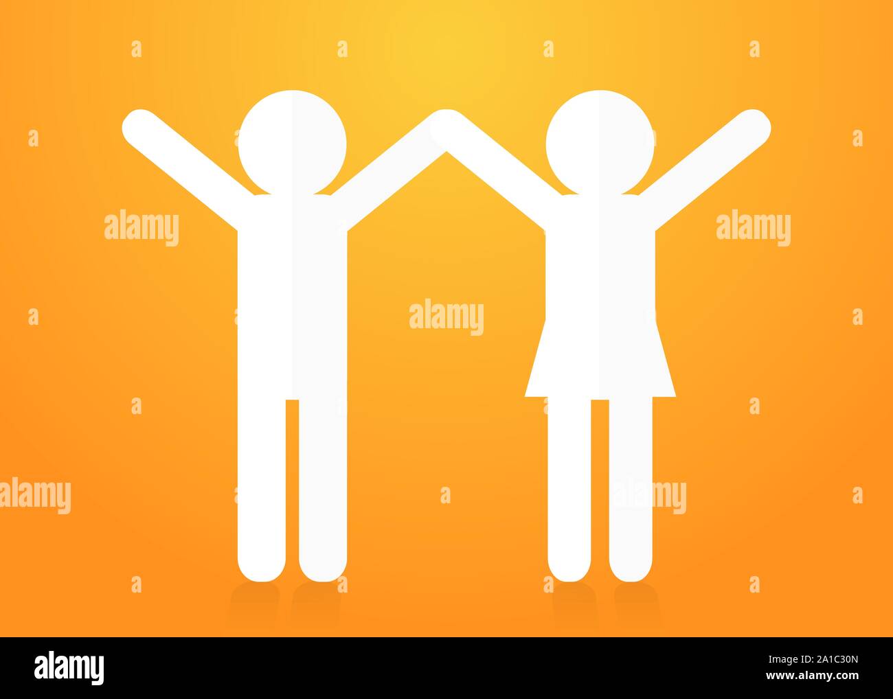 Paper people holding hands. Teamwork concept. Vector background Stock Vector