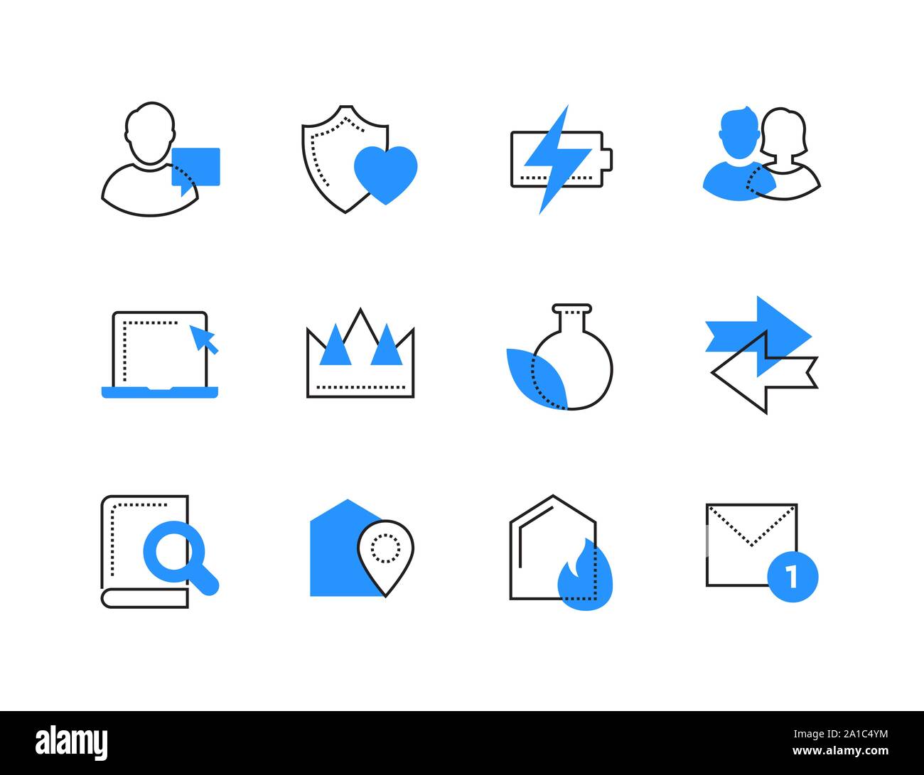 Online communication technology color line icons set Stock Vector