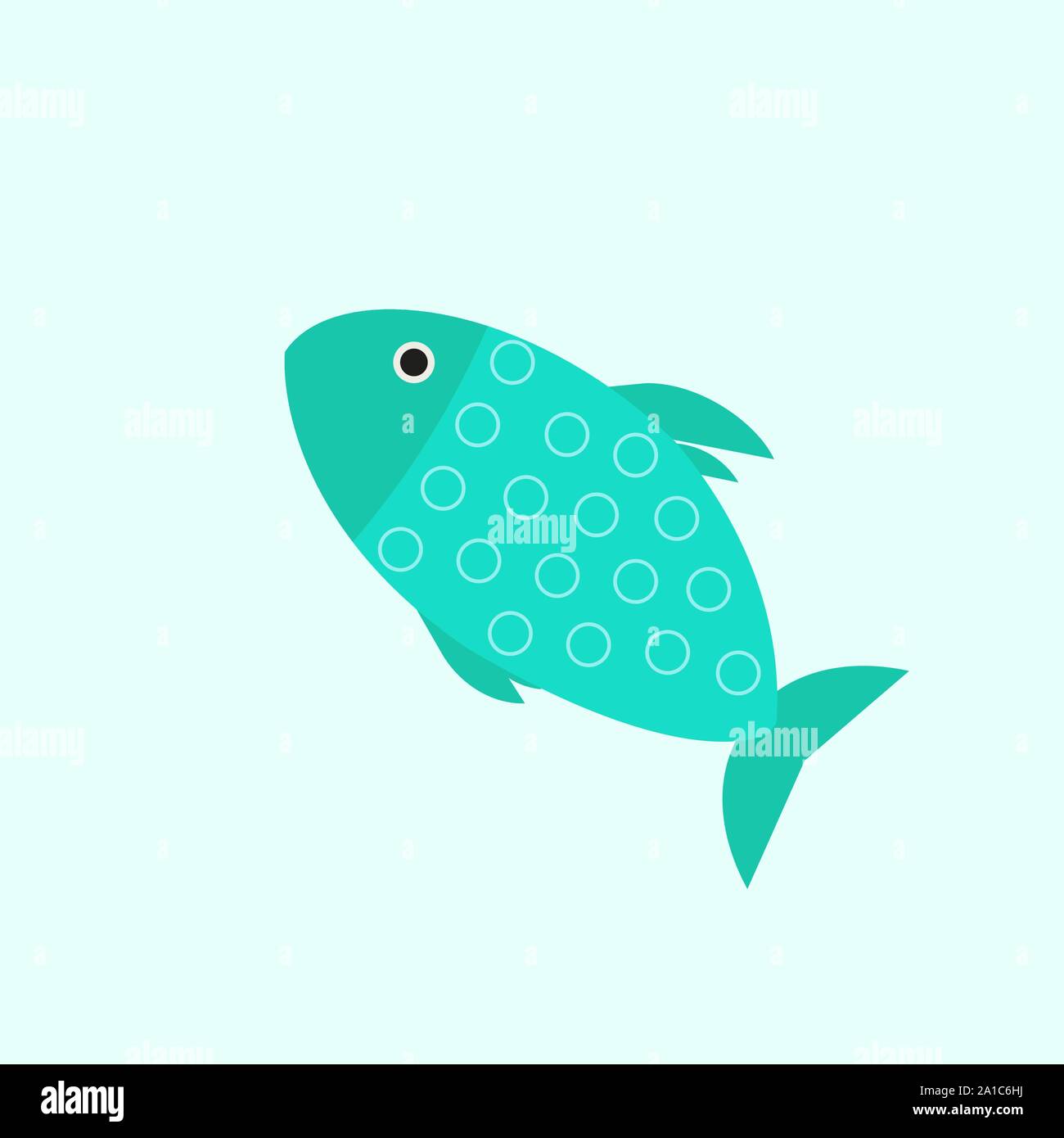 Blue fish, illustration, vector on white background Stock Vector Image ...