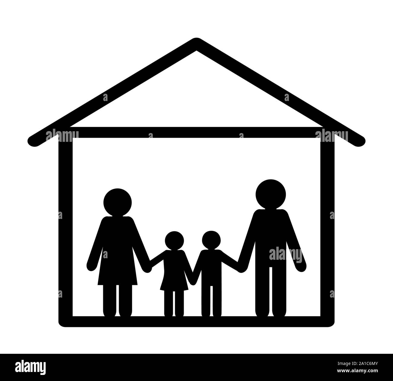 Family in sweet home icon vector Stock Vector
